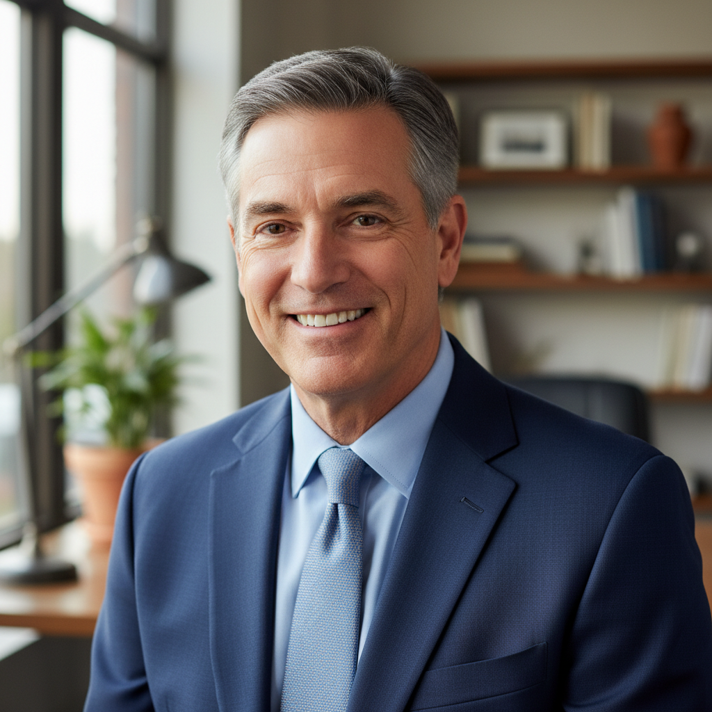 Thomas Dubois, CEO de TechStart Solutions, en costume gris anthracite