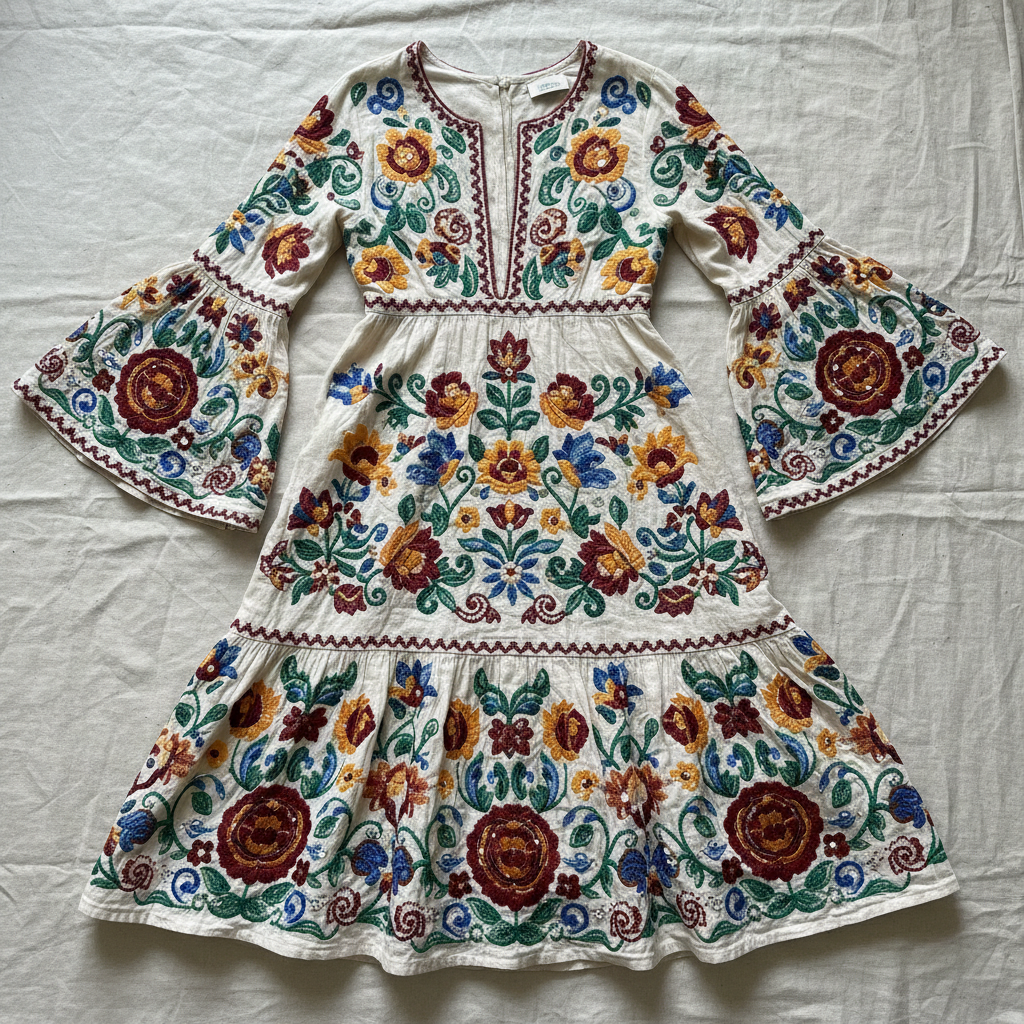 Bohemian dress with flowing silhouette
