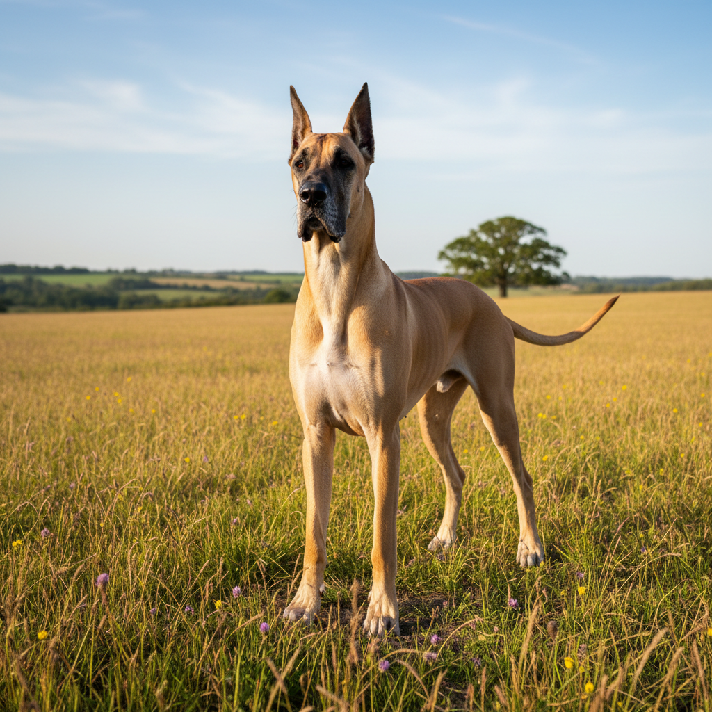 Great Dane dog from Stonebridge kennel standing outdoors