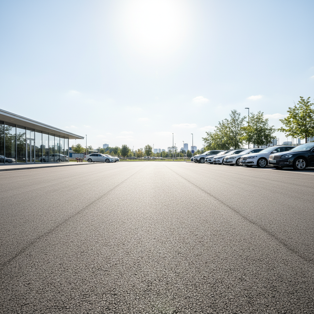 Bone-dry clean pavement with no runoff after Rinse waterless car wash treatment