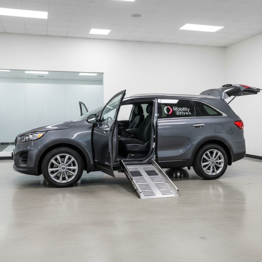 Accessible SUV with mobility modifications in professional setting