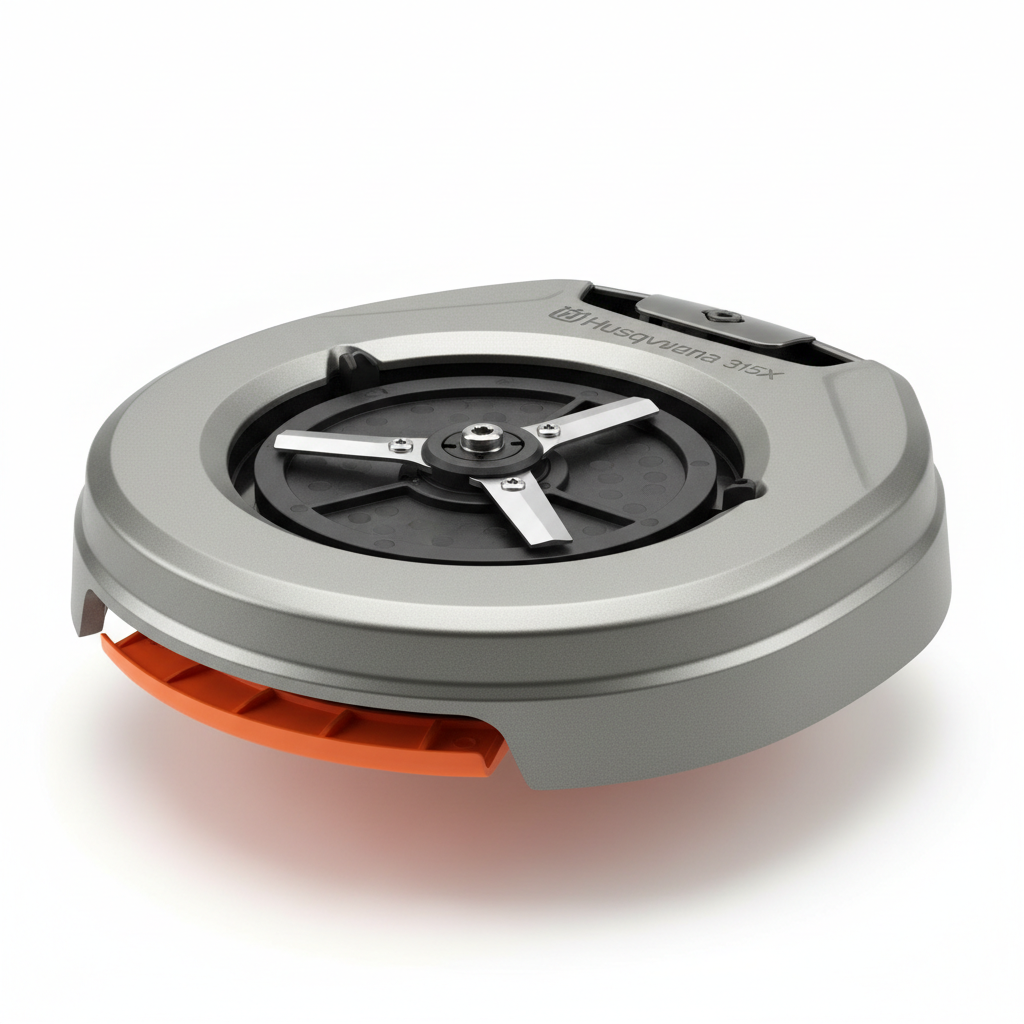 Husqvarna robotic lawn mower on green grass