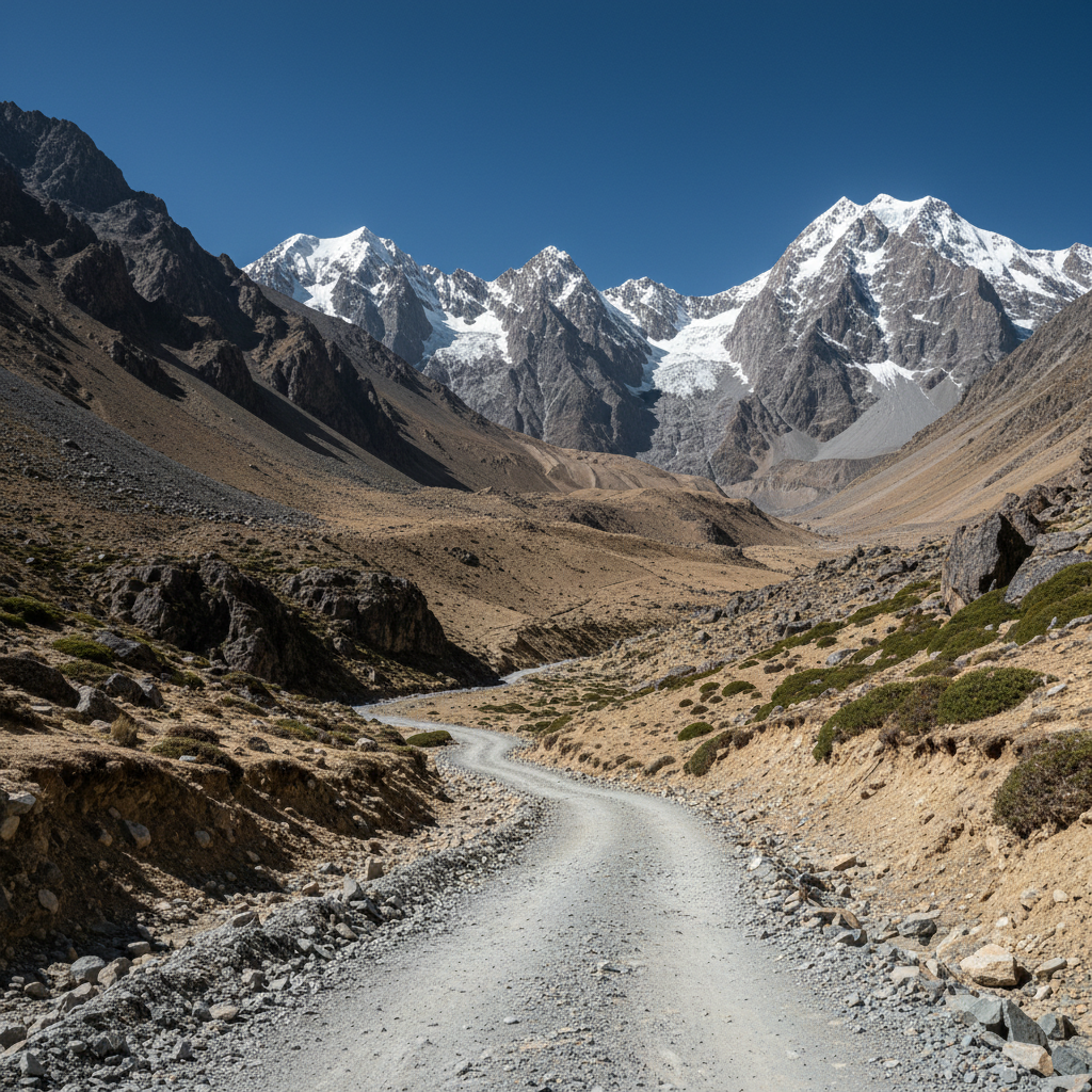 Leh Ladakh road trip route through barren high altitude desert landscape with dramatic mountain passes