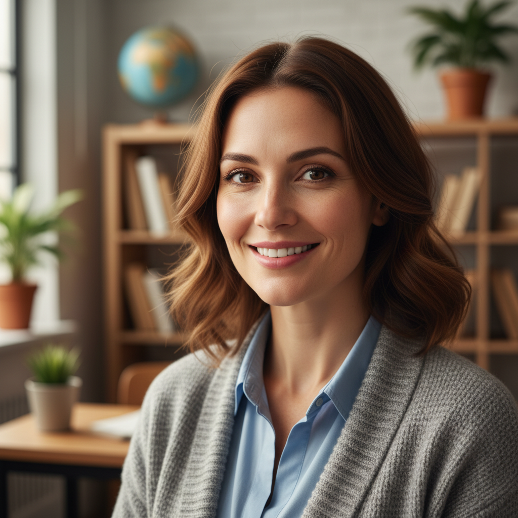 Female educator looking engaged and positive
