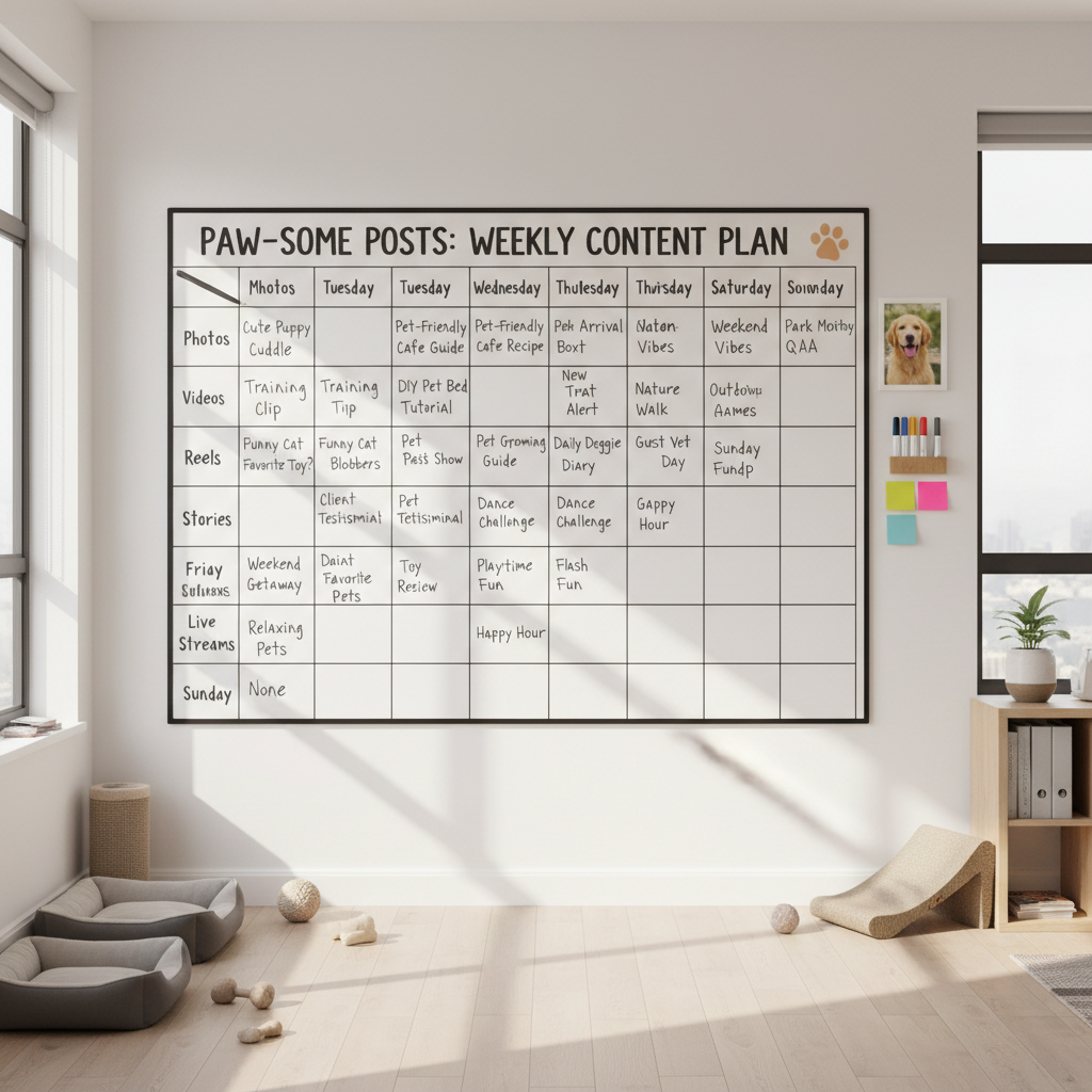 Organized weekly content calendar for pet business social media