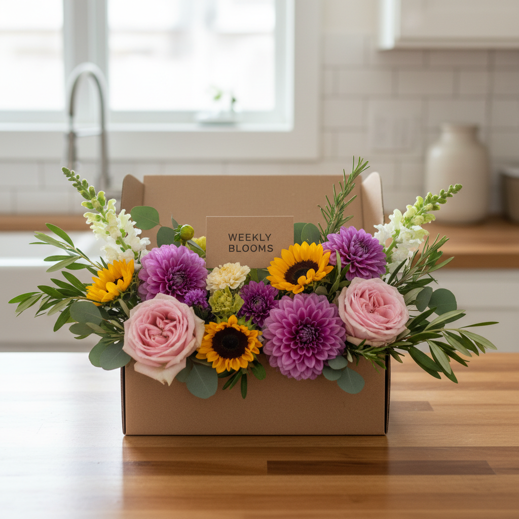 Monthly fresh flower subscription arrangement for office spaces
