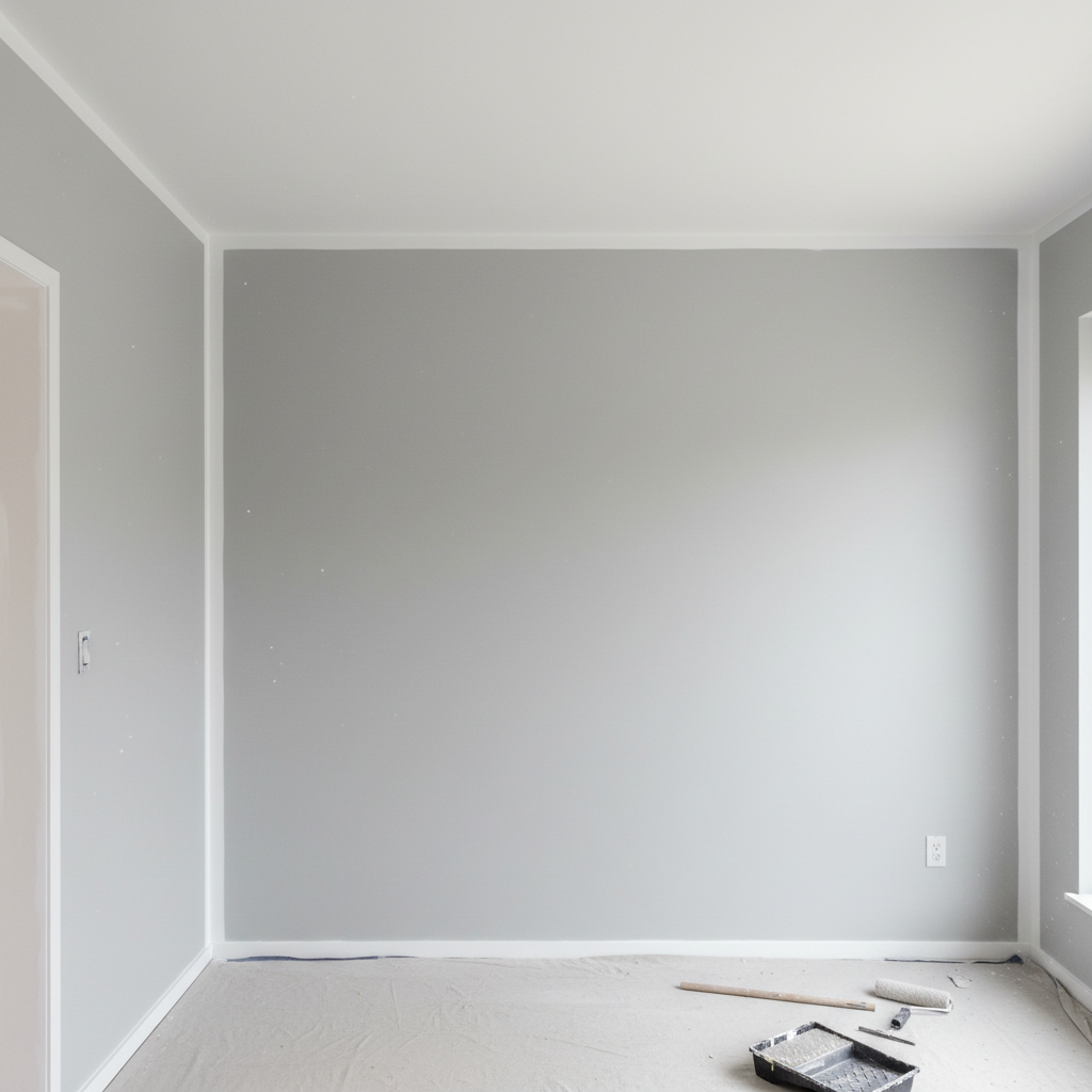 Professional painting and decorating by Biba Construction, smooth freshly painted walls with clean cut-in lines