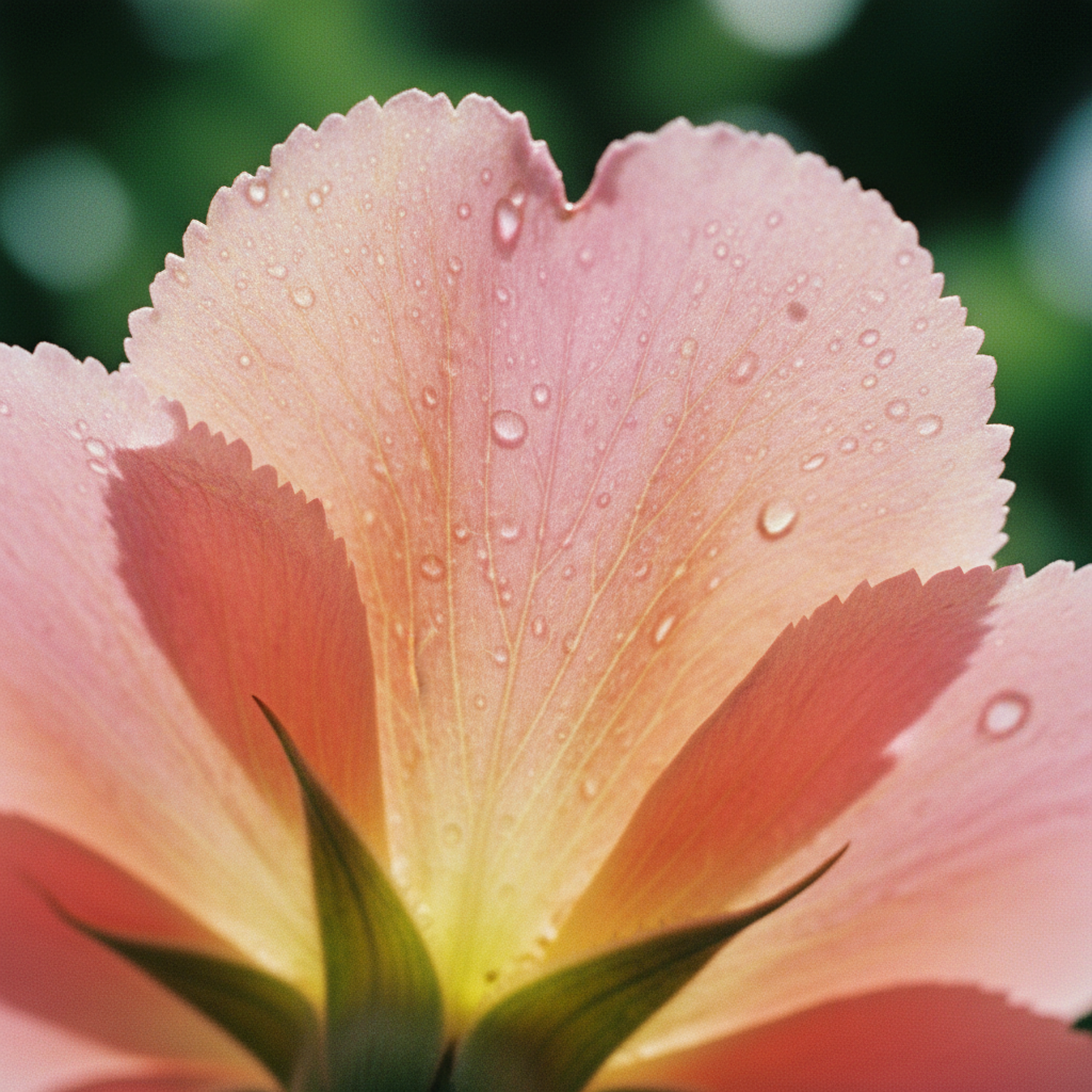 Close-up macro photo of a flower petal, shot by a young camper on 35mm film
