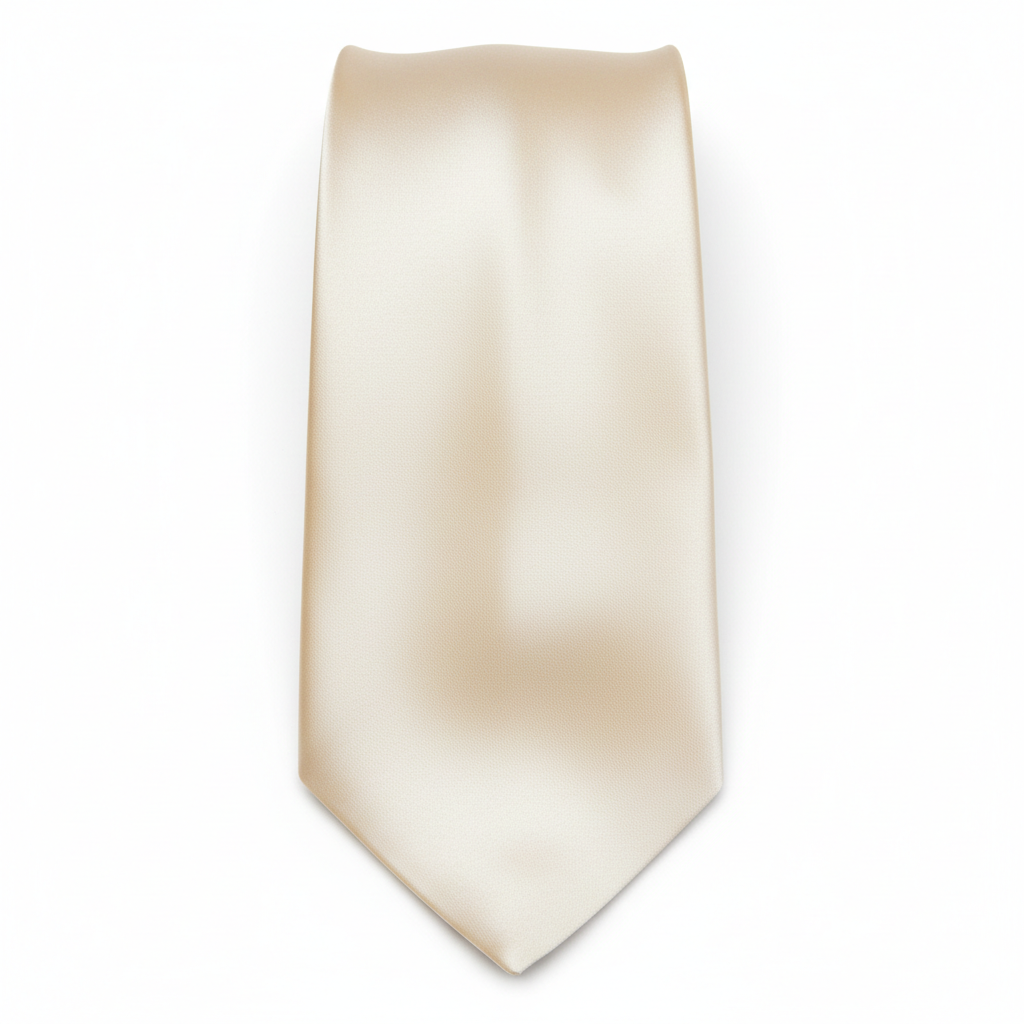 Ivory champagne charmeuse silk tie with liquid drape and subtle sheen