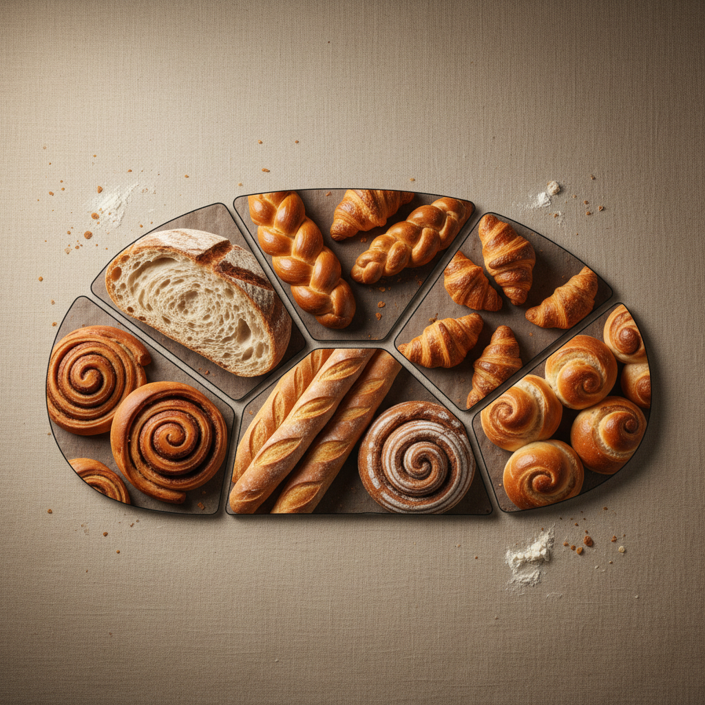 Birthday celebration pastry arrangement with croissants and cinnamon rolls, elegant display