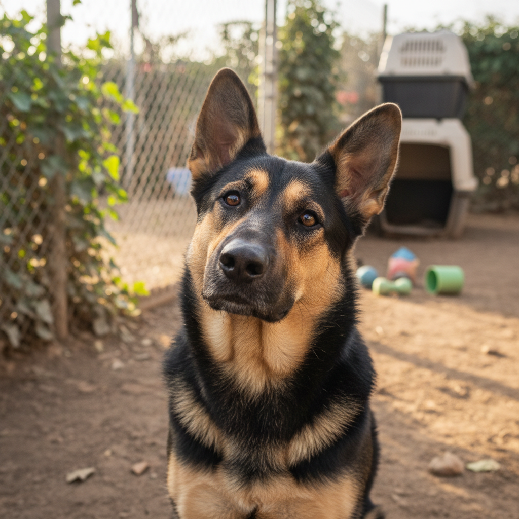 Adorable mixed breed dog at animal shelter looking for a loving forever home