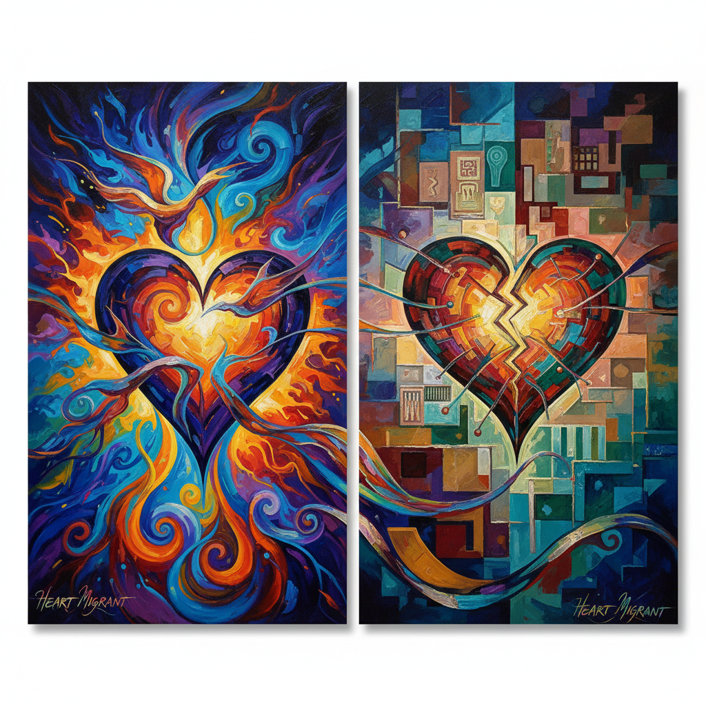 Placeholder — Obra 1 de la serie Corazón Migrante