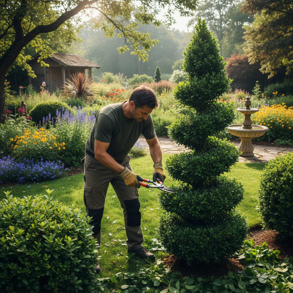 Professional tree pruning and care in residential landscape setting