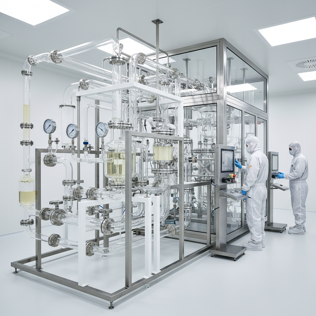 Borosilicate glass process piping system in pharmaceutical manufacturing cleanroom environment