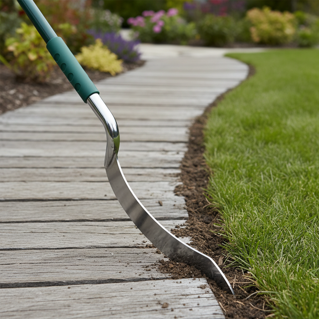 Professional lawn edging creating clean borders along a sidewalk