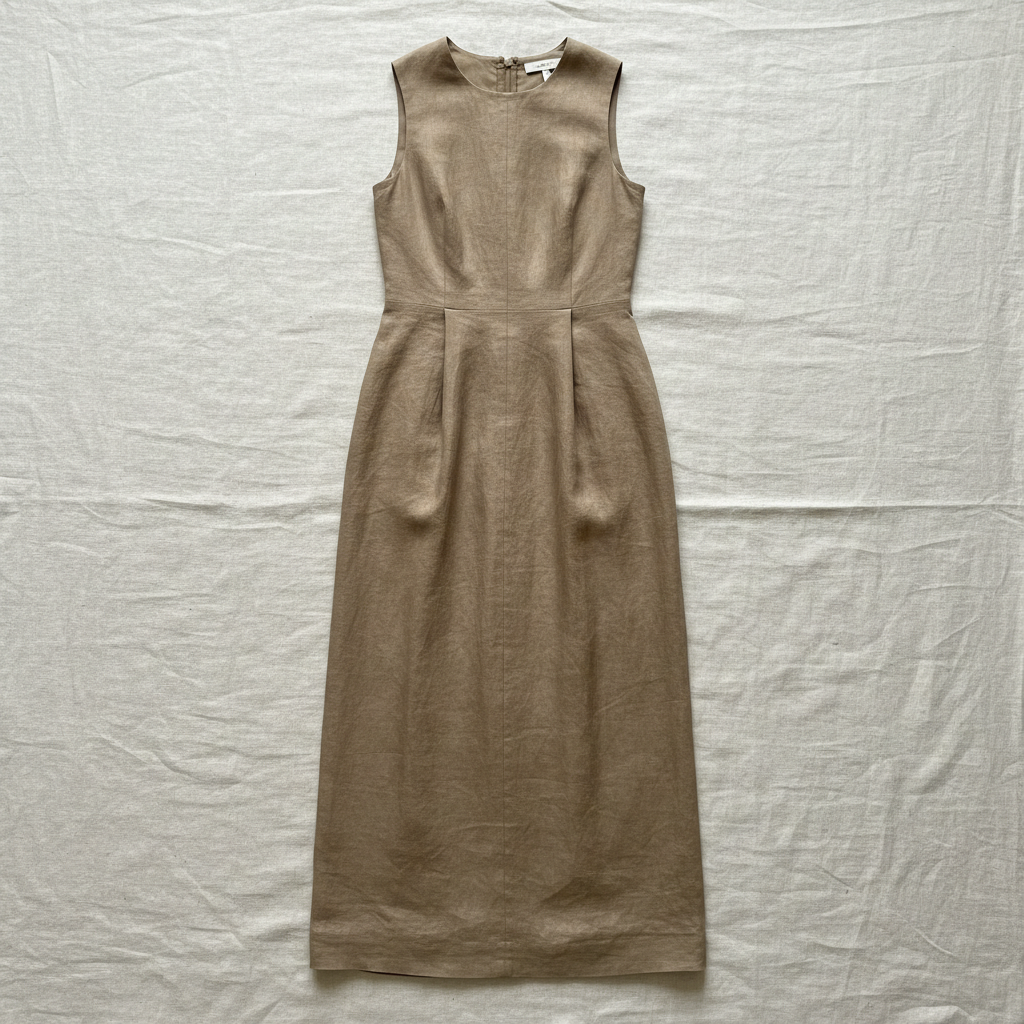 Linen column dress in ecru — elegant minimal fashion apparel for the modern woman