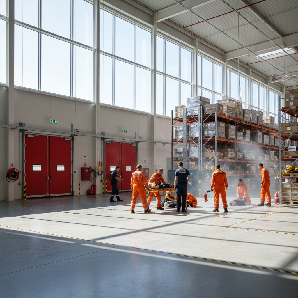 Modern logistics facility with organized cargo handling areas and professional operations center