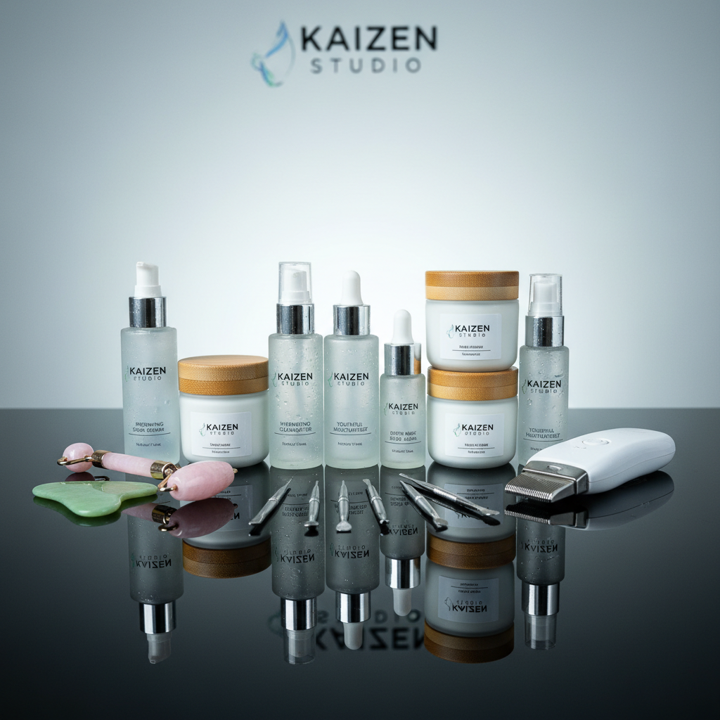 Facial treatment products and tools at KAIZEN Studio