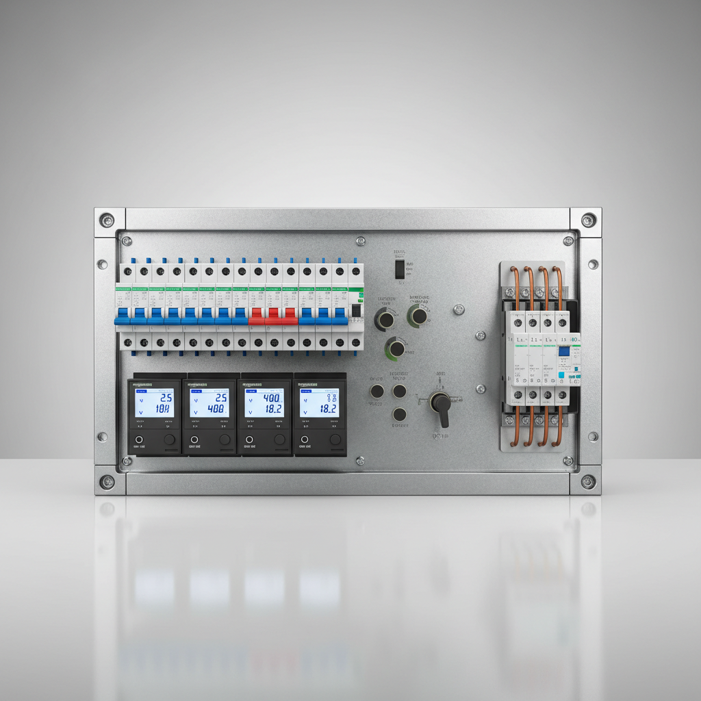 Tablero de distribución eléctrica con interruptores automáticos Schneider instalado en tienda Tai Loy