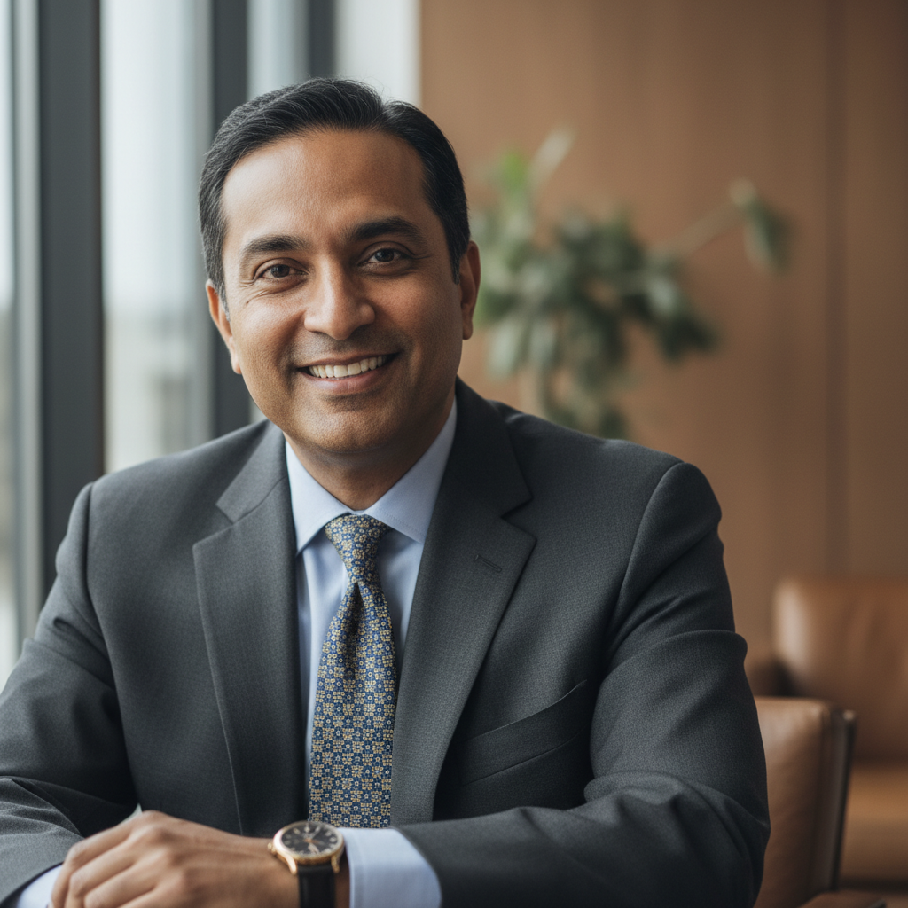 Satisfied MSME business owner in formal shirt, professional headshot