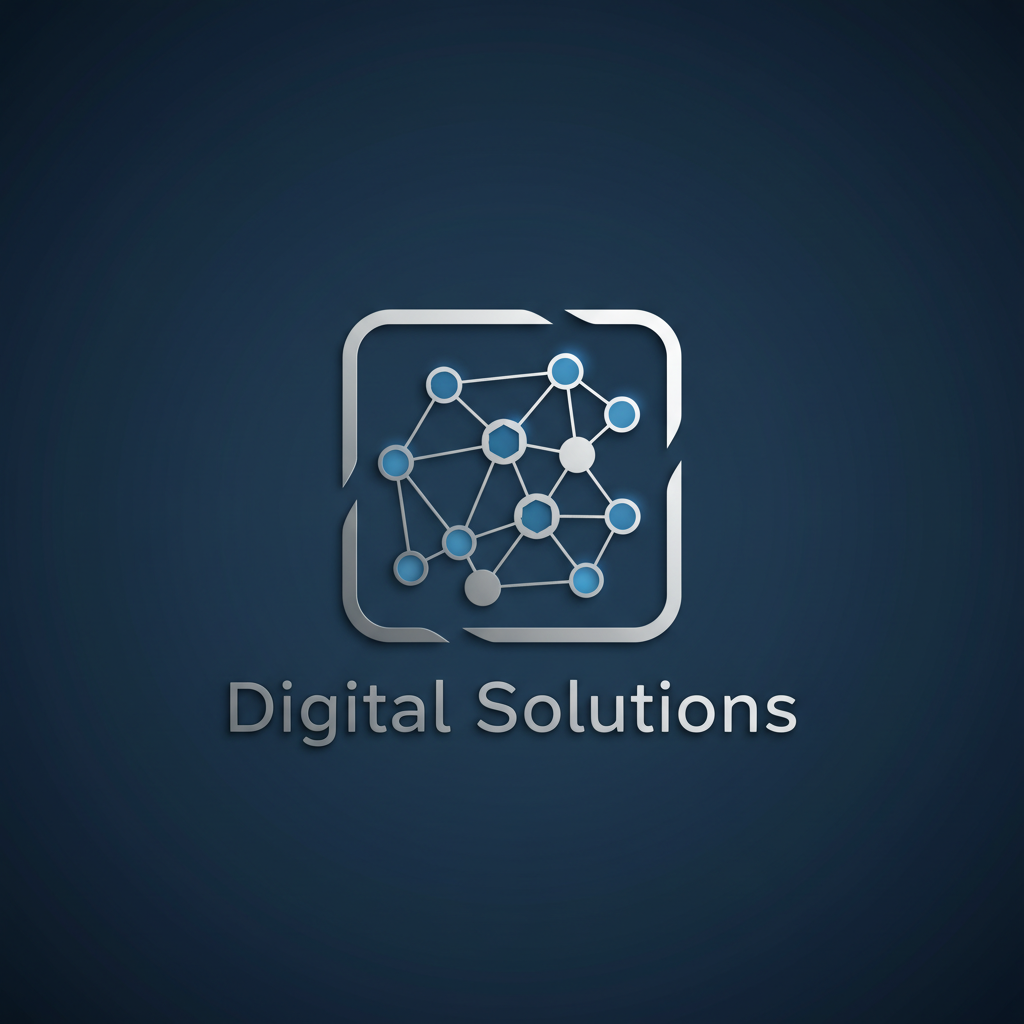 Abstract technology network with interconnected nodes representing digital transformation services