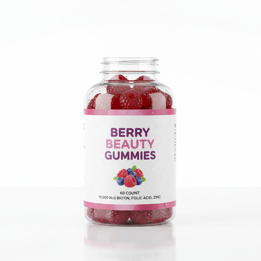 Biotin Hair Growth Gummies product photo on clean neutral background