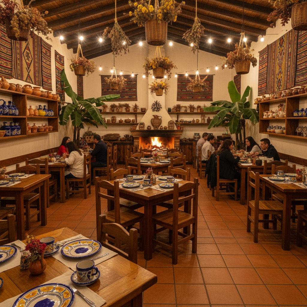 Interior del restaurante con decoración típica antioqueña