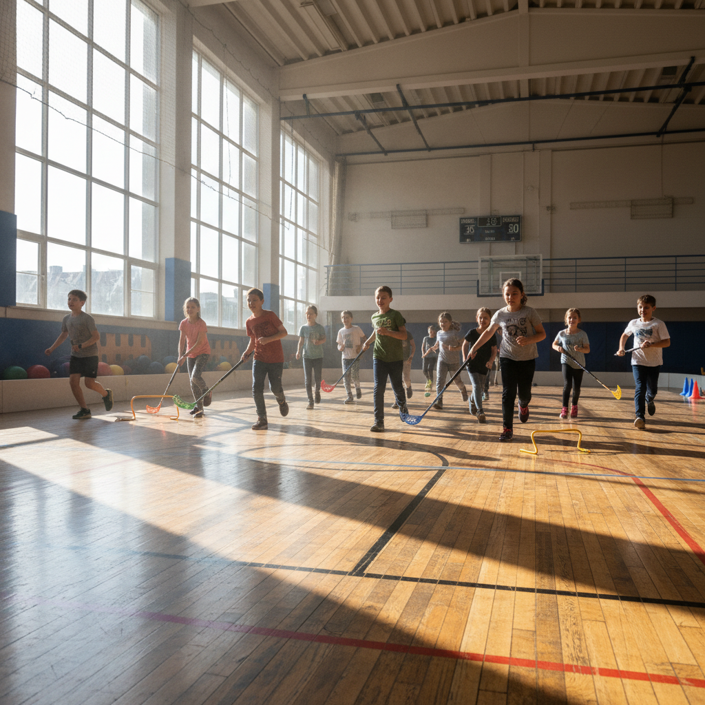 Middle school students in physical education class