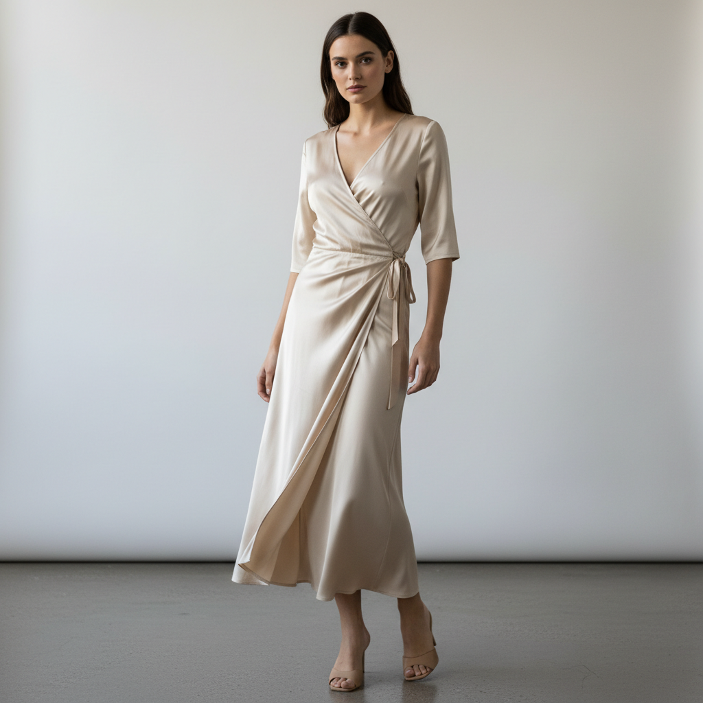 Silk midi dress champagne studio