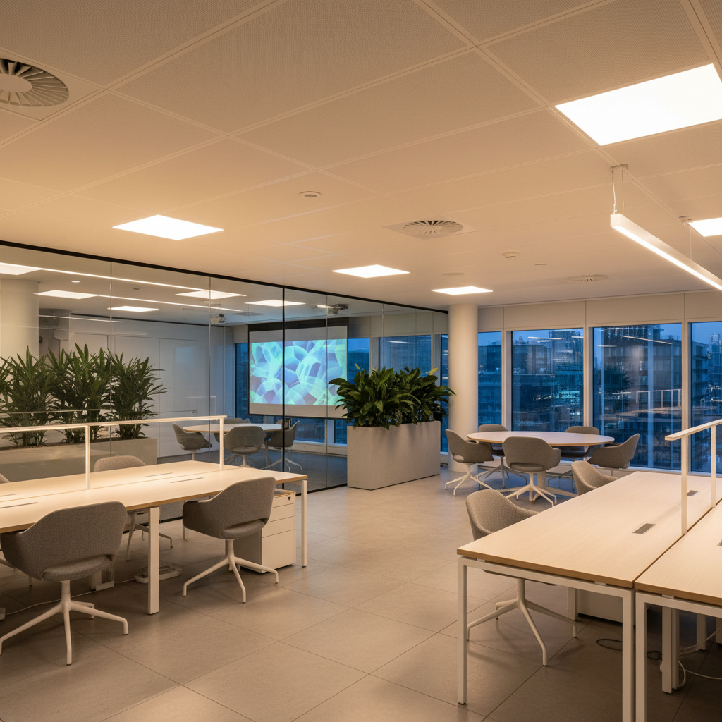 Intelligent lighting control system in an open-plan commercial office