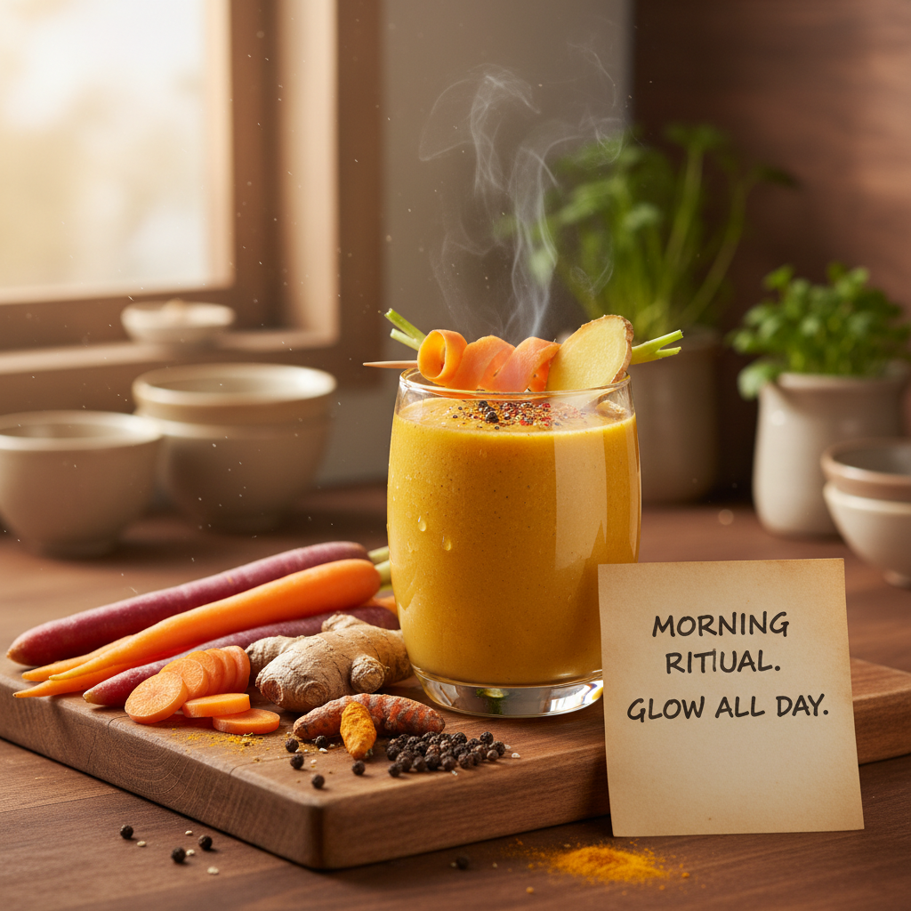 Sobolo Tea — vibrant, fresh juice in a glass, bright natural lighting