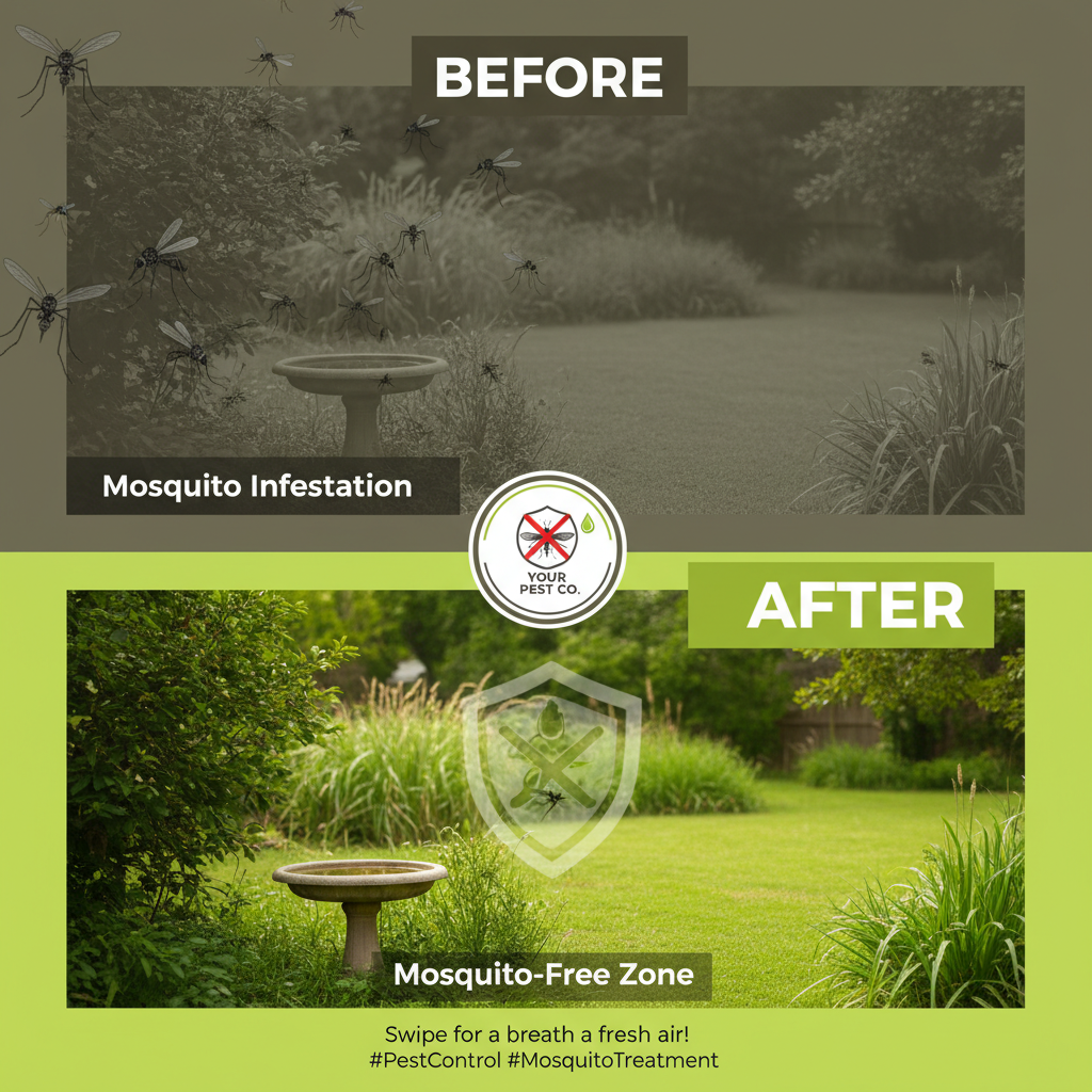 Mosquito treatment process before and after social media template for pest companies