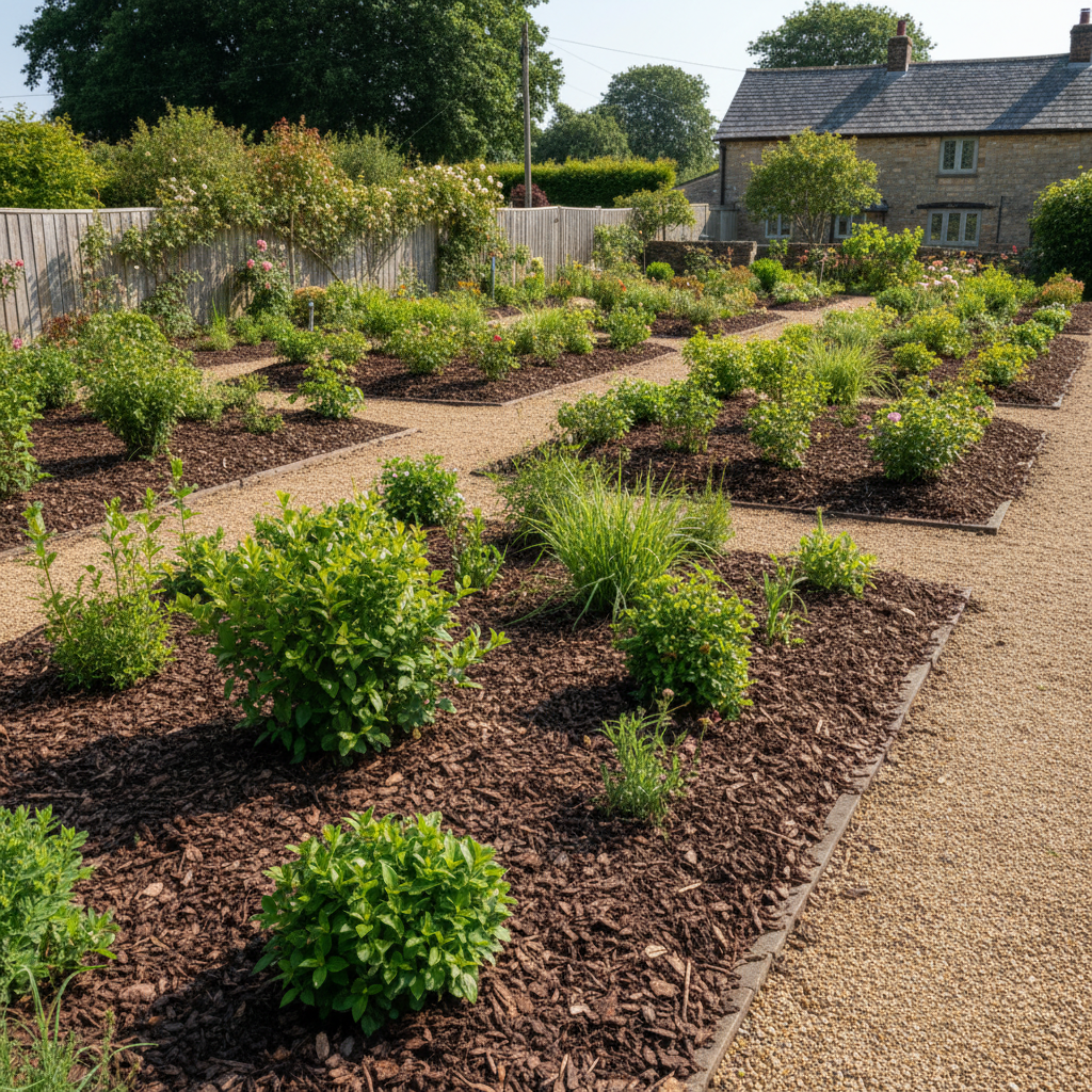 Tidy garden with hedges trimmed and garden waste cleared, green outdoor space in Wales