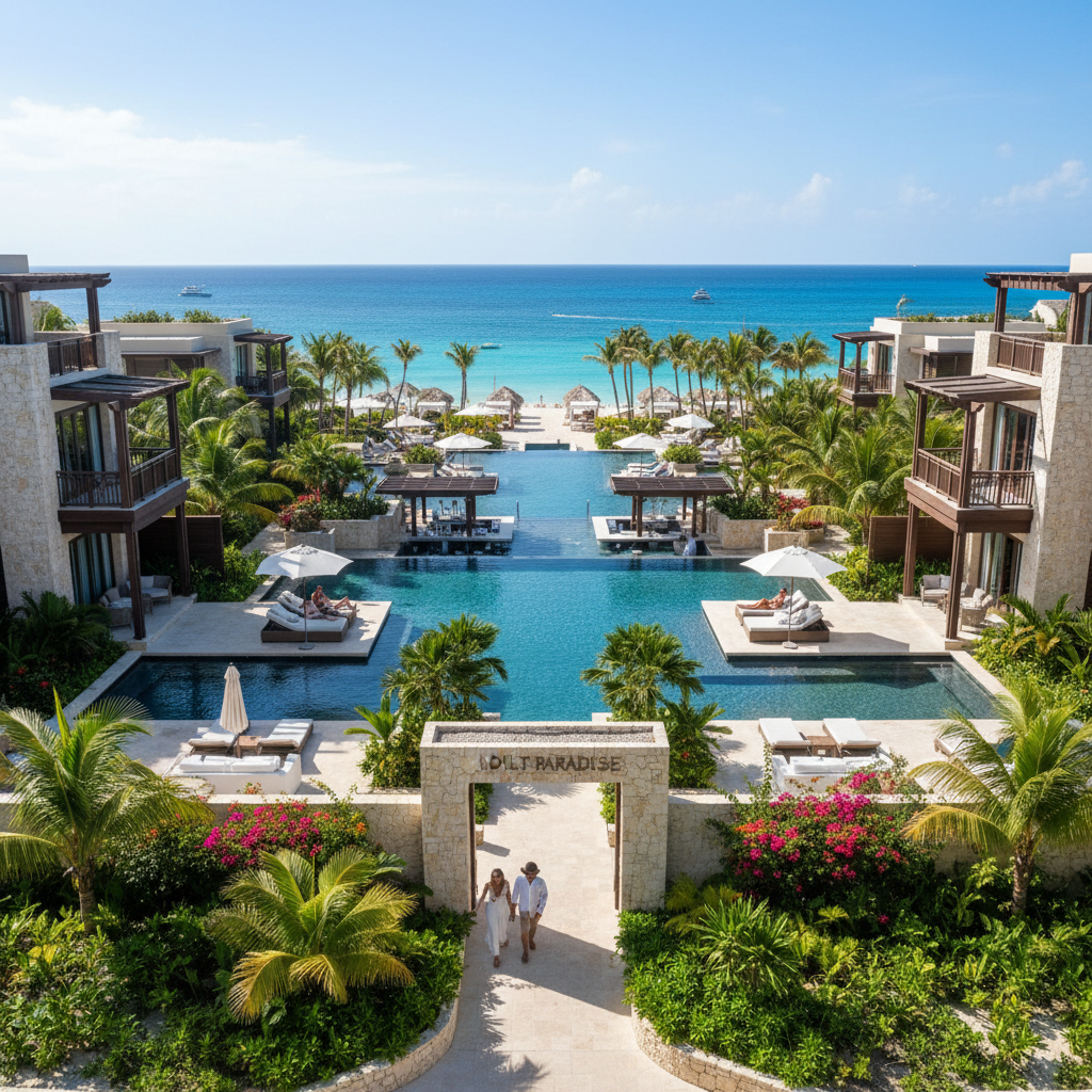 Private villa plunge pool with Caribbean sea views