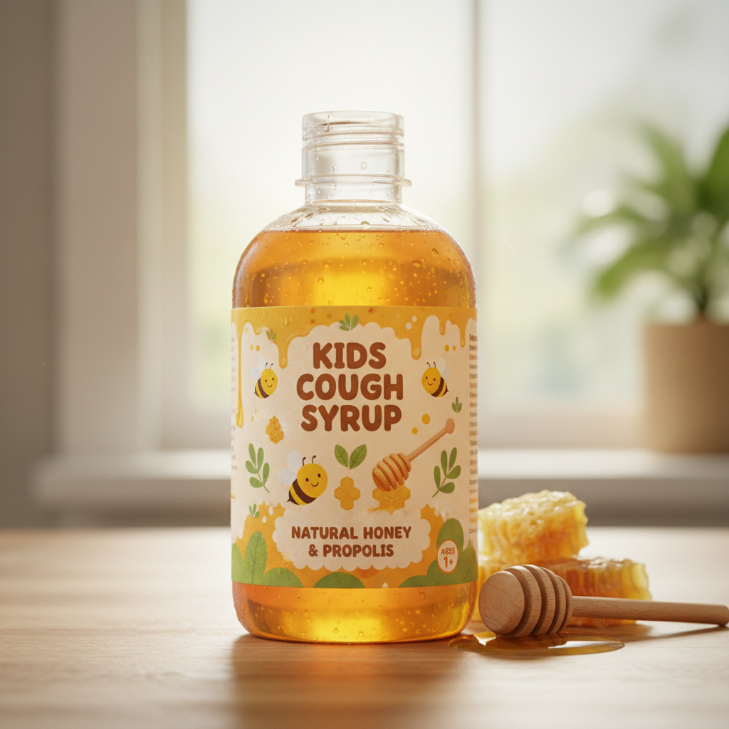 Natural kids cough syrup with honey and propolis