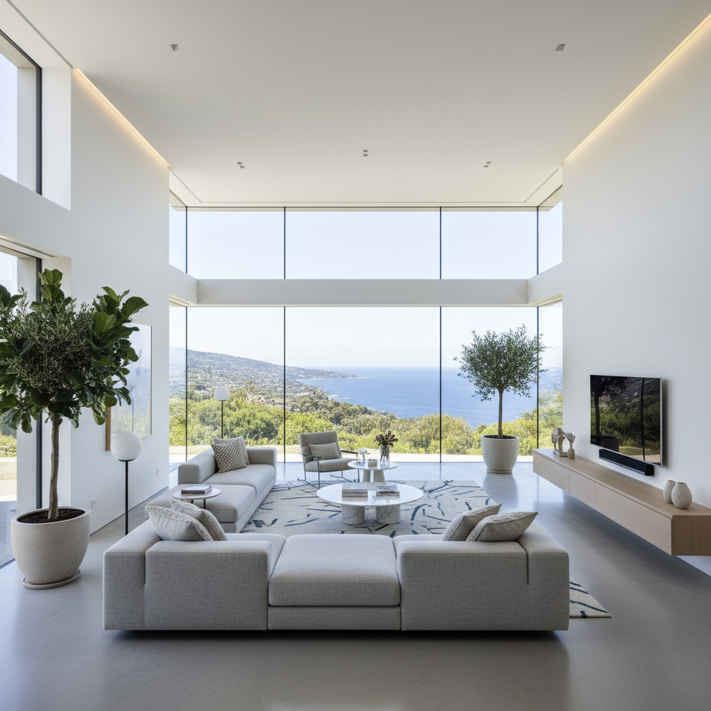 Beautifully finished open-plan living and dining room renovation with warm hardwood floors and fresh white walls — completed remodeling project