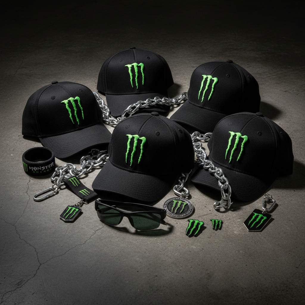 Streetwear accessories — caps and sneakers on concrete surface