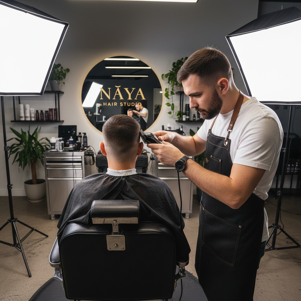 Moderne fade knipbeurt met nauwkeurige lijnafwerking