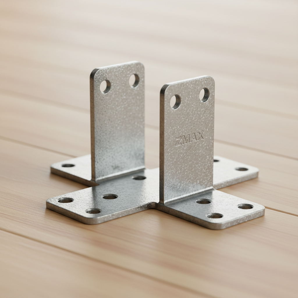 ZMAX coated beam seat connector bracket for deck construction
