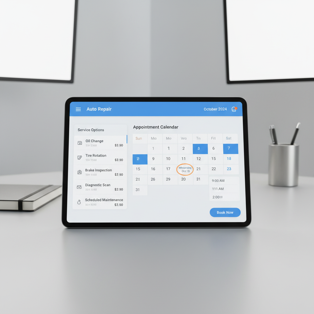 Person booking car detailing appointment on smartphone with calendar app open