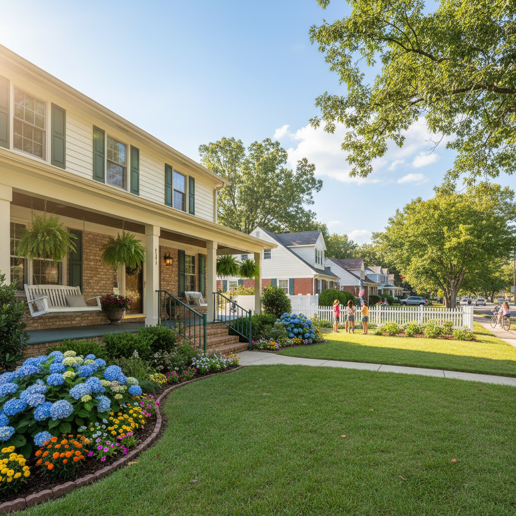 Charming residential home in Delray Beach Florida with well-kept garden and inviting front entrance on a clear sunny day