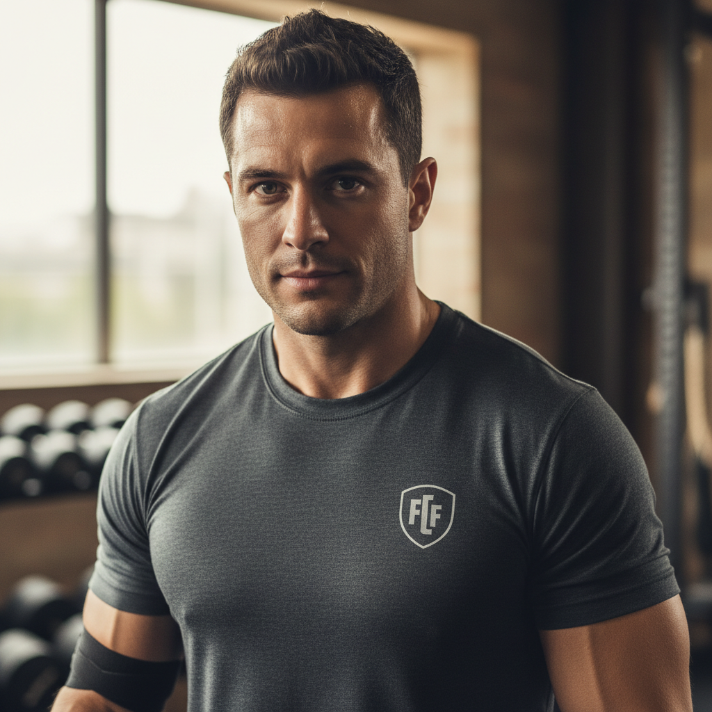Marcus Webb, male athlete with short dark hair, CrossFit gym background