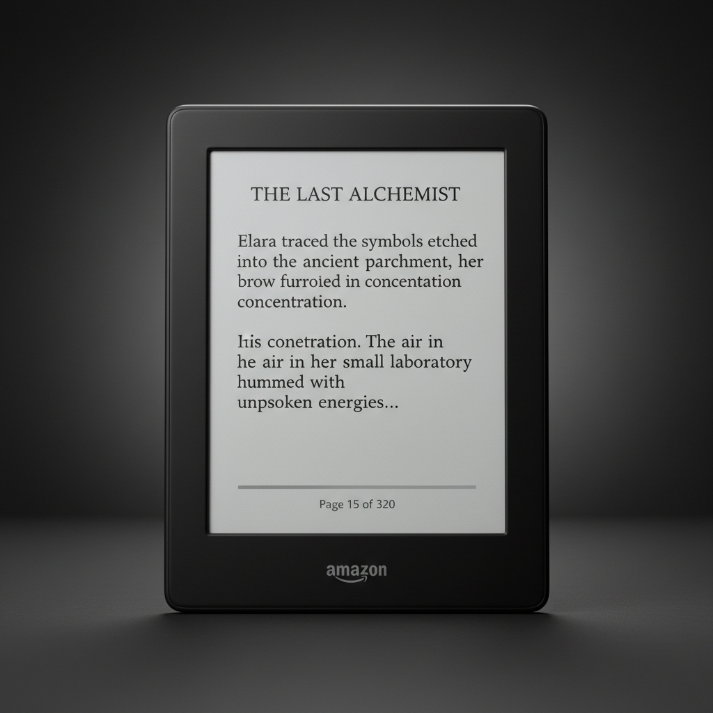 Kindle Paperwhite e-reader in agave green color showing book display