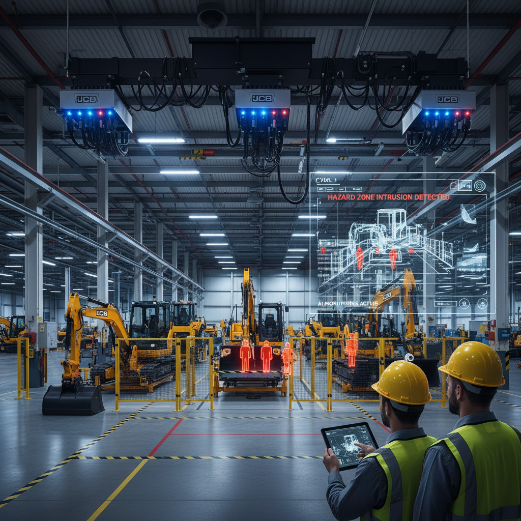 Forklift safety zone detection — real deployment screenshot showing AI monitoring danger zones around forklifts