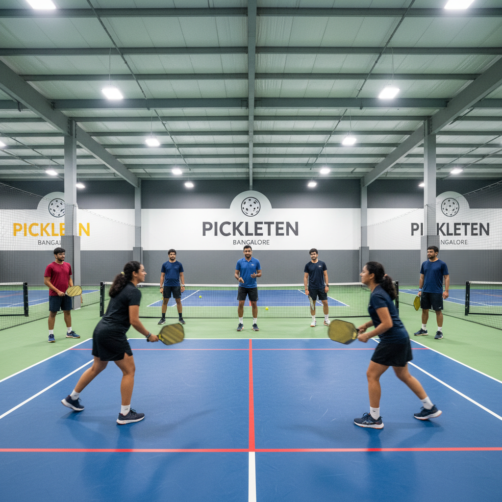 Pickleball coaching session at Pickleten indoor arena Bangalore