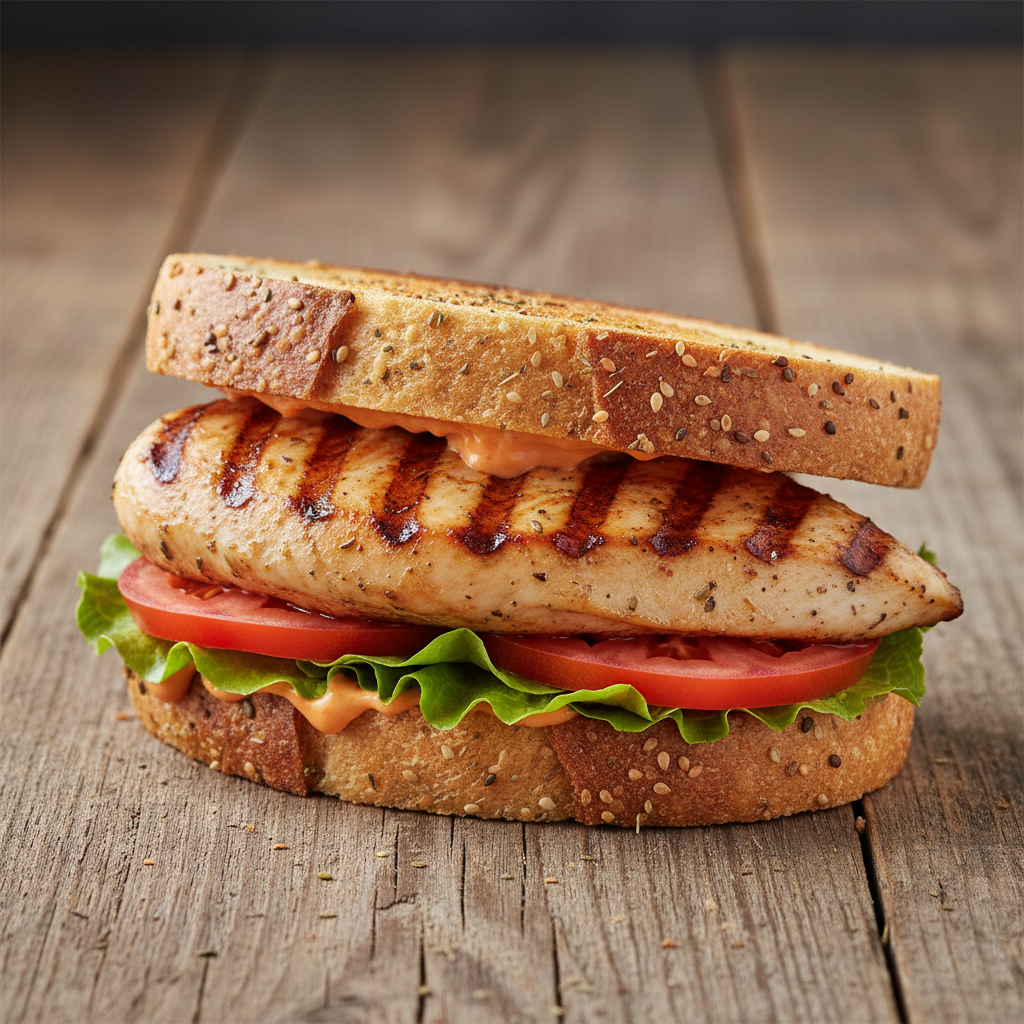 Hamburguesa Fristiernos: tira de pollo tierno apanado en pan artesanal con lechuga tomate y mayonesa especial