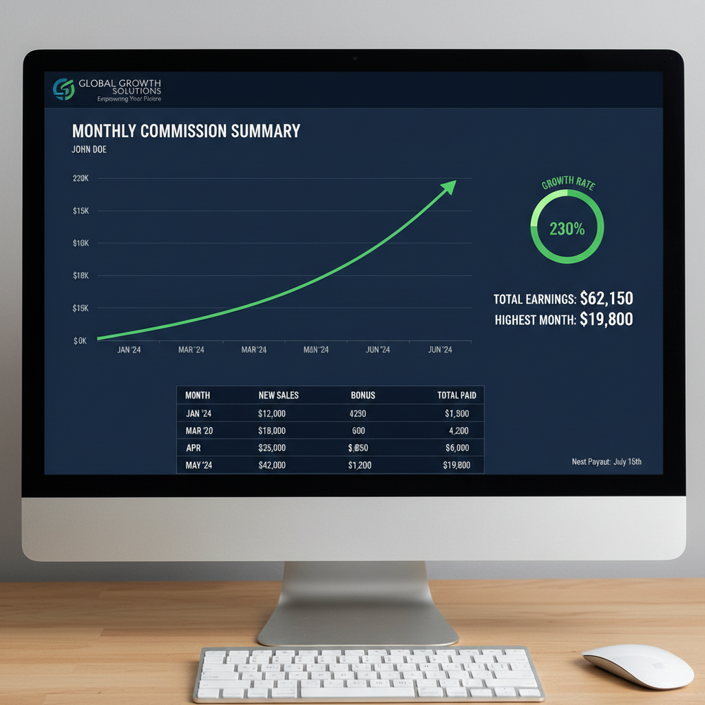 Screenshot rekap komisi bulanan member MakLin yang meningkat pesat