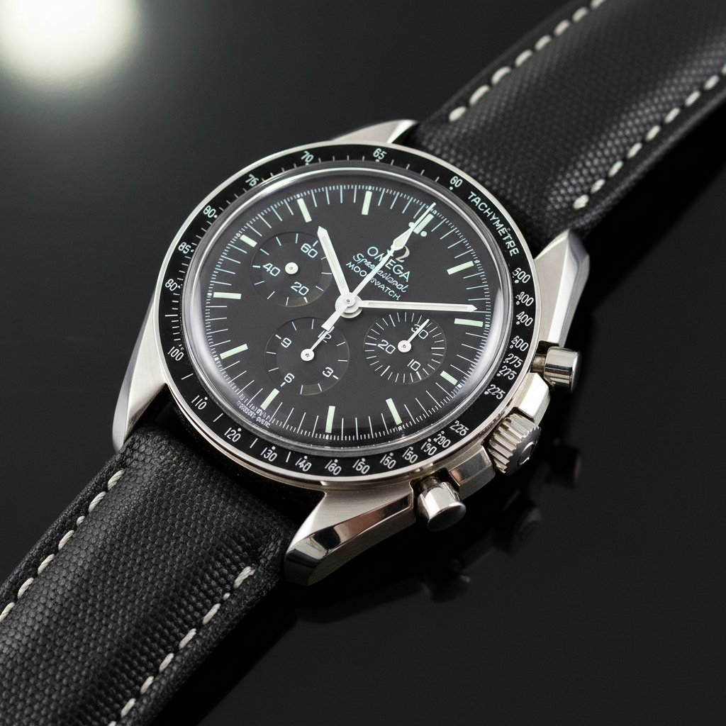 Omega Speedmaster Moonwatch thumbnail, chronograph on dark surface