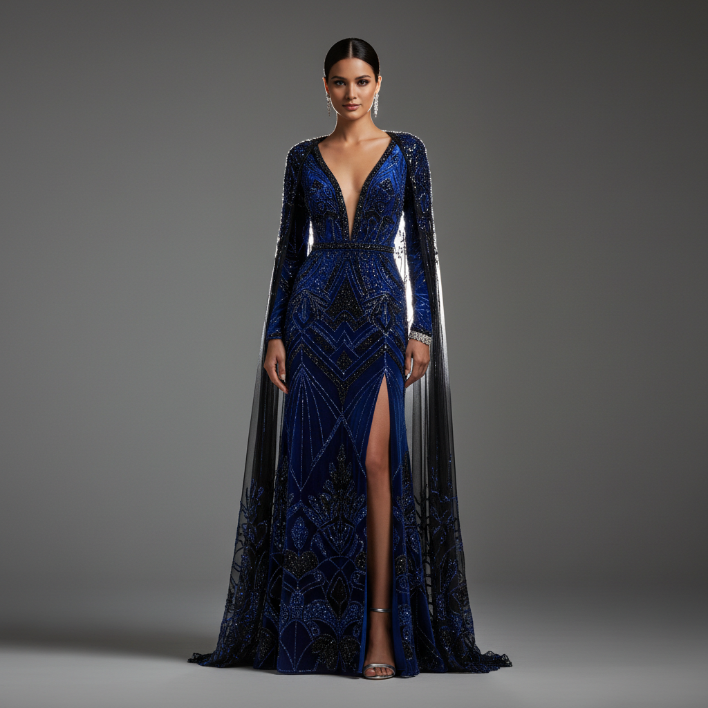 Fashion editorial full body shot, dark studio, dramatic rim lighting, fashion-forward look
