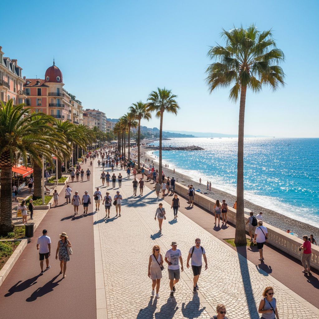 Nice Promenade des Anglais with the Côte d'Azur coastline France
